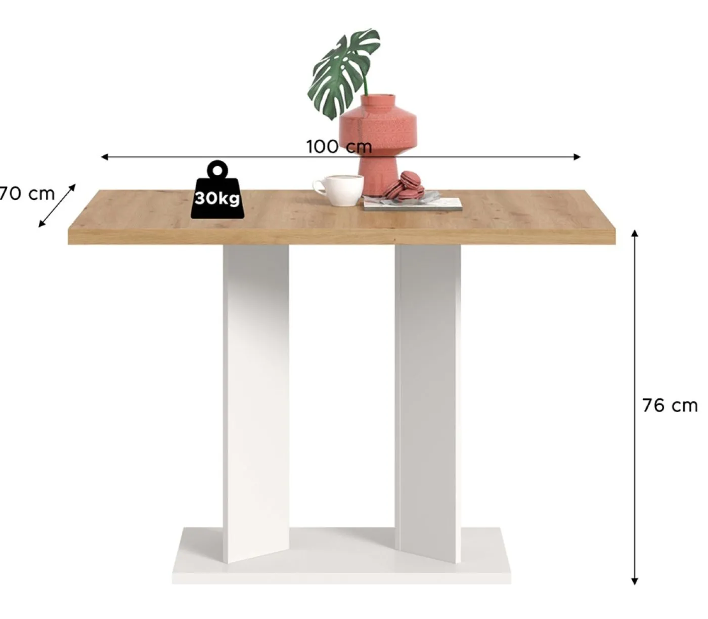 Esstisch Gustav 1 | Säulen-Fußgestell | Artisan Eiche / weiß