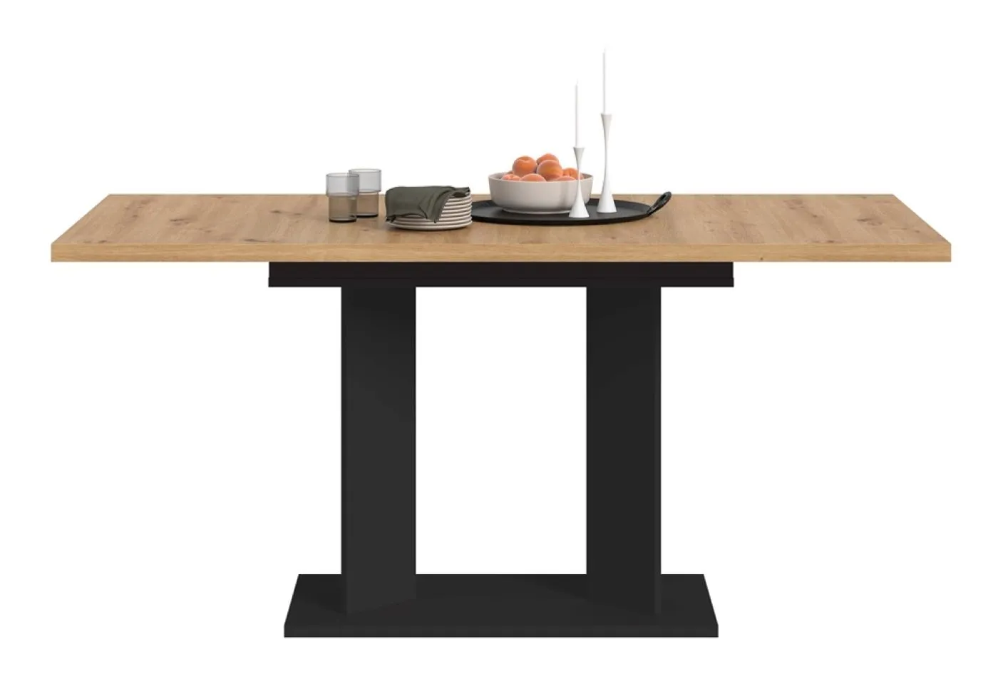 Esstisch Gustav | ausziehbar | Artisan Eiche / schwarz | B:120-160 cm