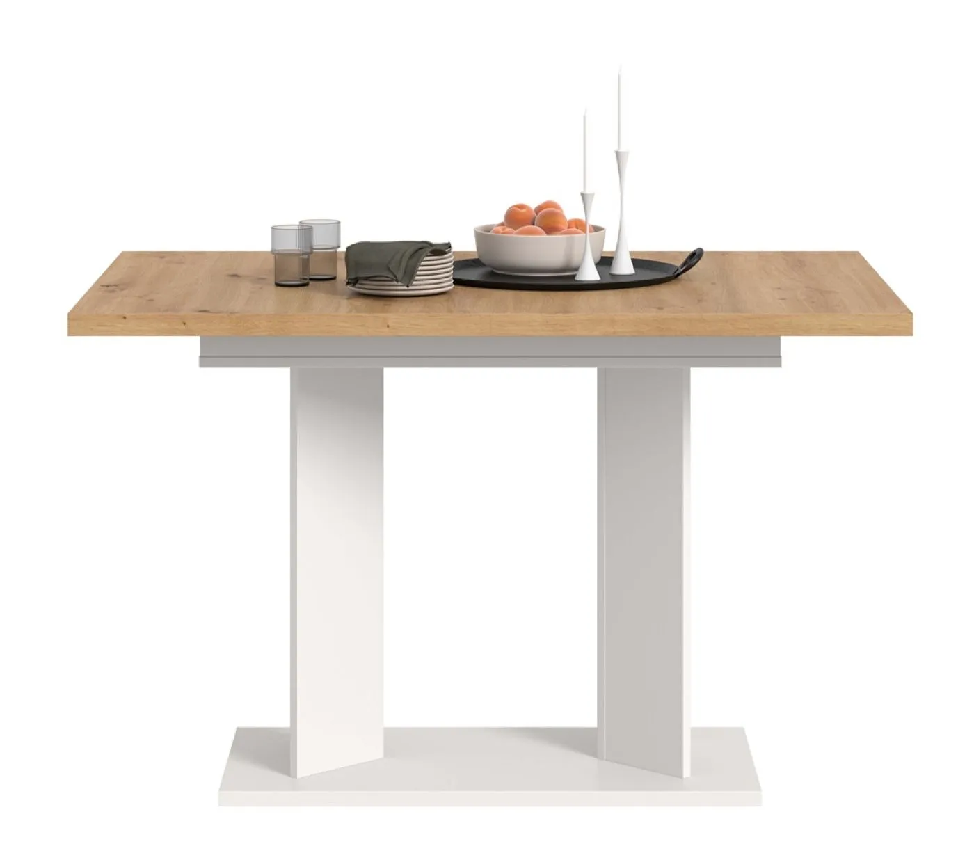 Esstisch Gustav | ausziehbar | Artisan Eiche / weiß | B: 120-160 cm