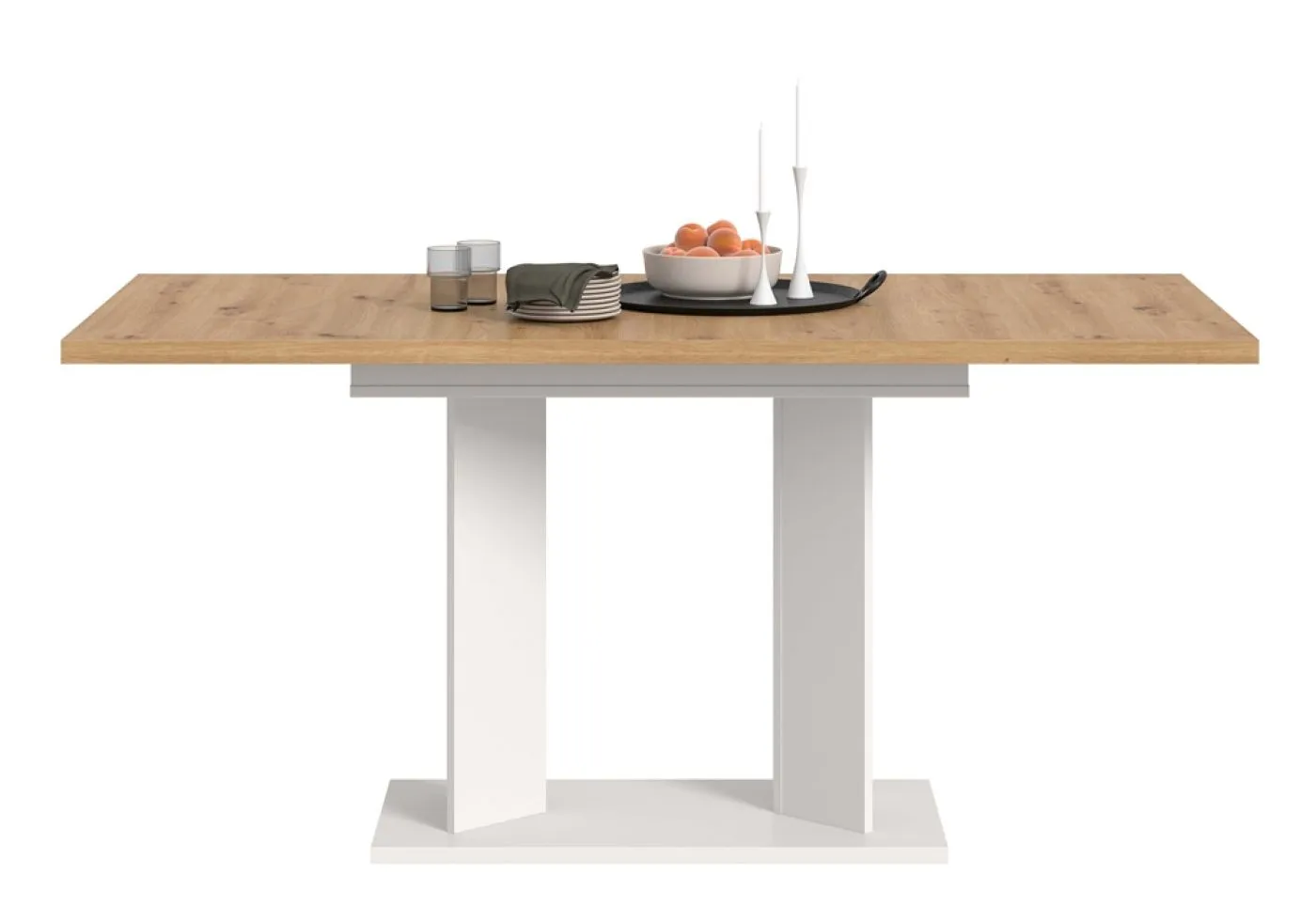 Esstisch Gustav | ausziehbar | Artisan Eiche / weiß | B: 120-160 cm