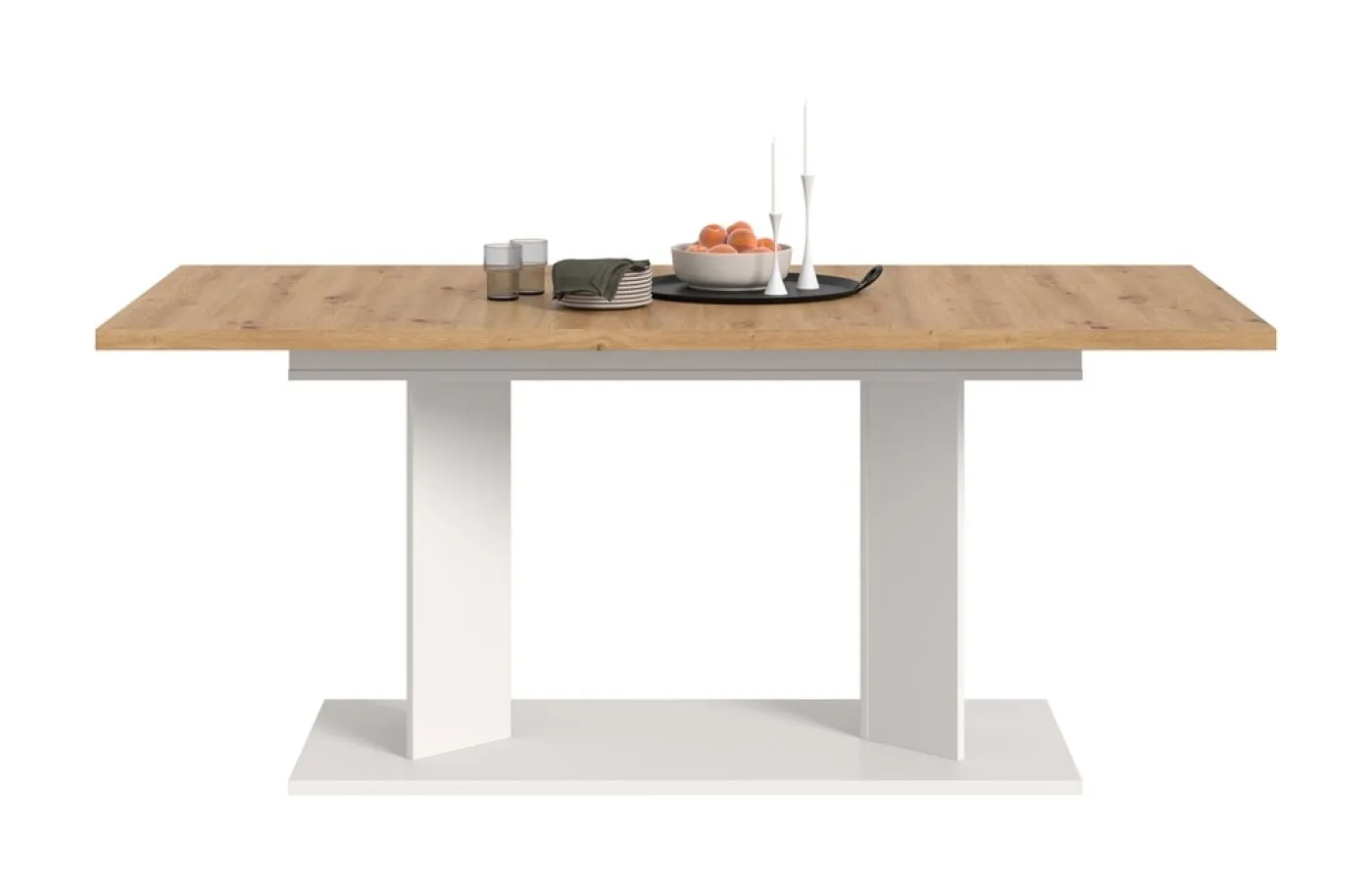 Esstisch Gustav | ausziehbar | Artisan Eiche / weiß | B:140-220 cm