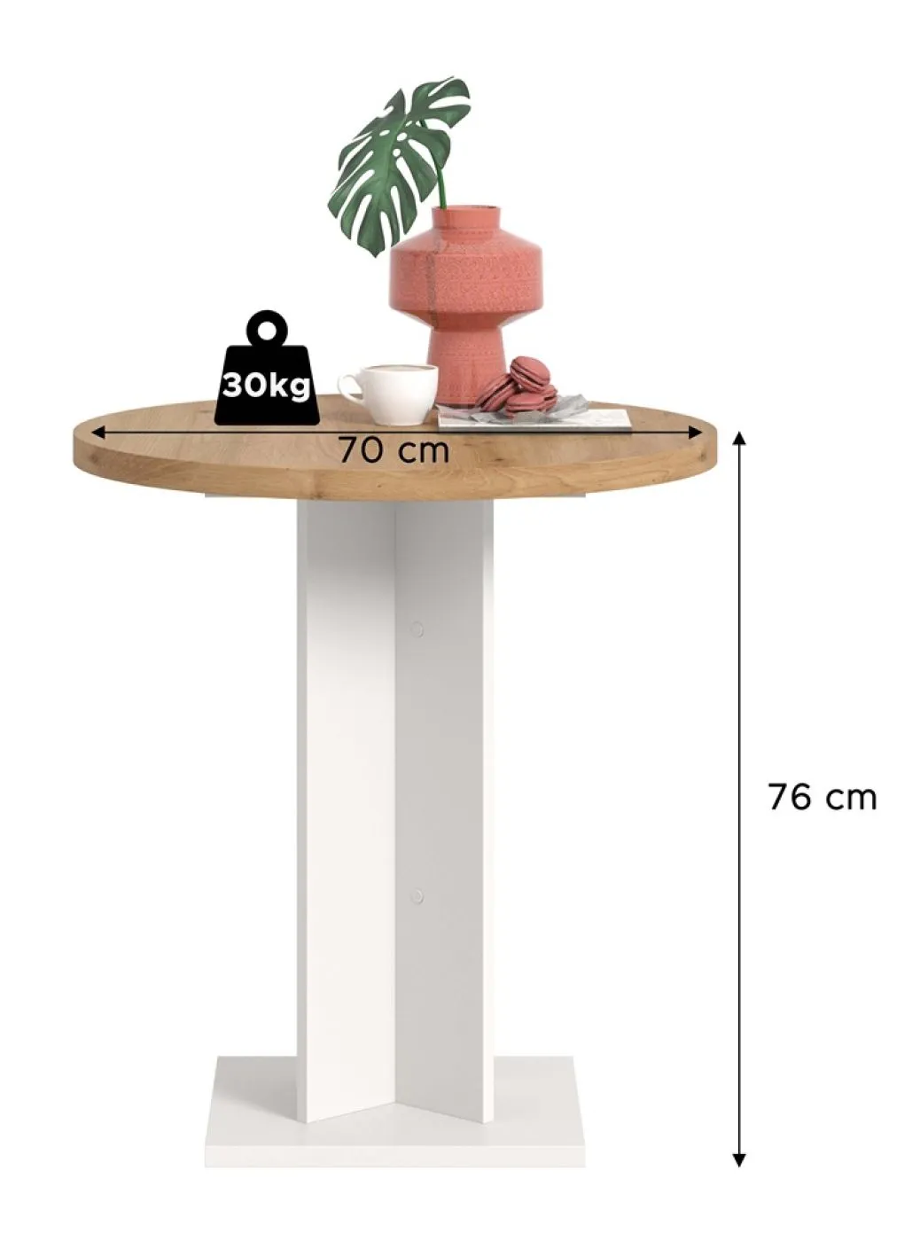 Esstisch Gustav rund | Säulen-Fußgestell | Artisan Eiche / weiß