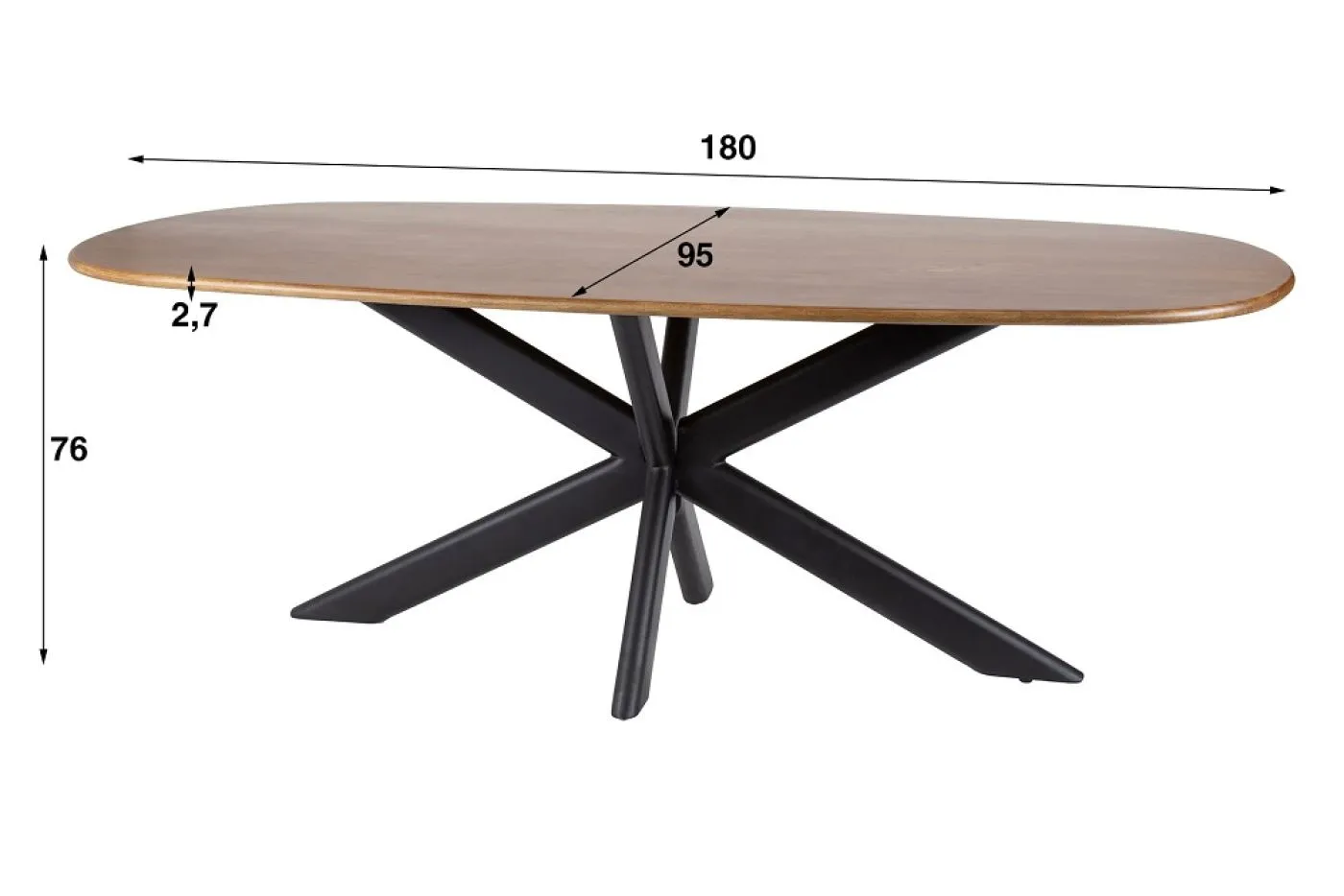 Esstisch Kani | 180 cm | oval | Mango massiv | sandfarbe