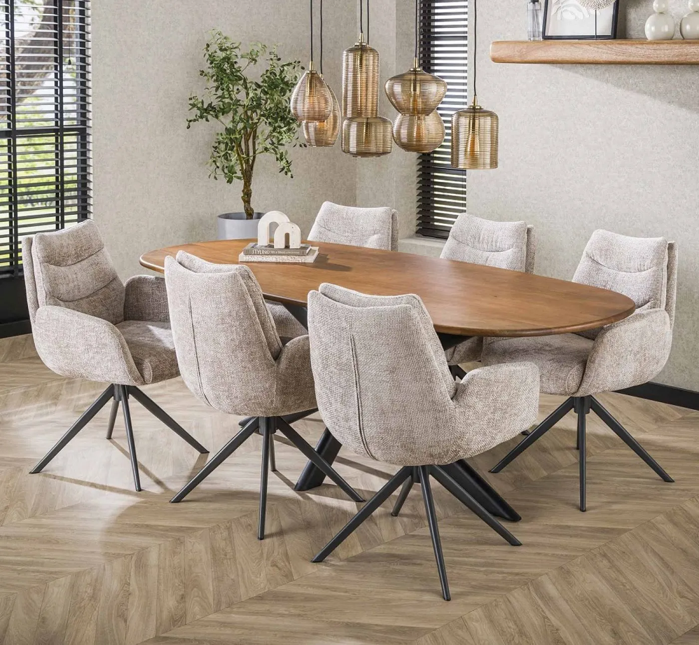 Esstisch Kani | 215 cm | oval | Mango massiv | sandfarbe