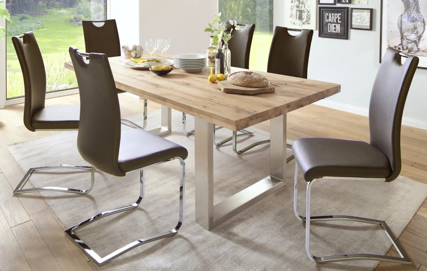 Esstisch Kufentisch Castello | Eiche gekälkt massiv | 180/200/220/240/260 x 100 | verschiedene Größen