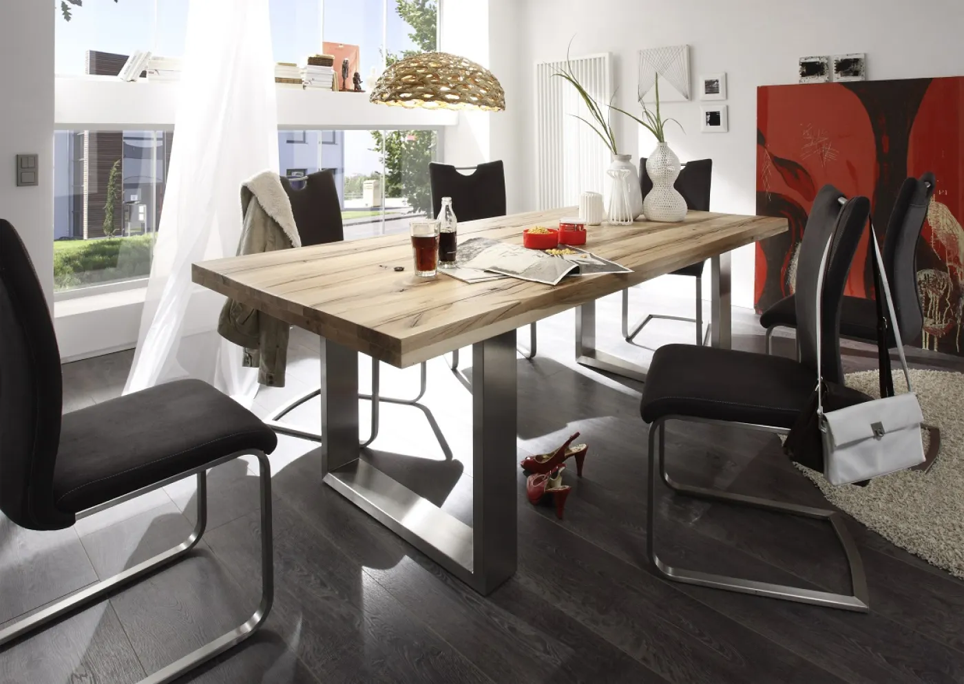 Esstisch Kufentisch Castello | Wildeiche massiv | 200 x 100 cm