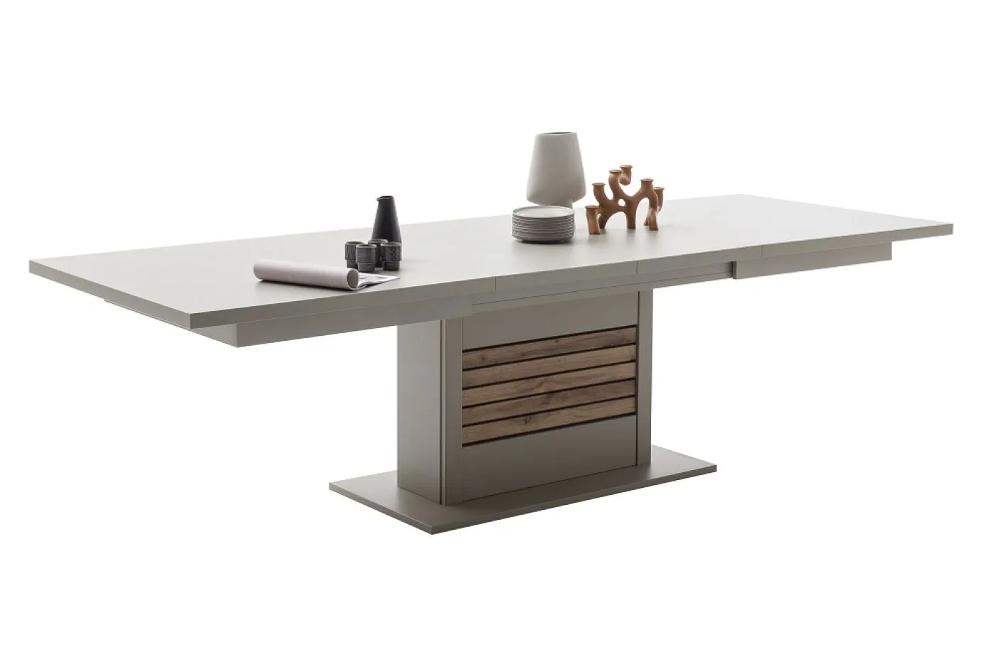 Esstisch Lüttich | Basalt / Wotan Eiche | 180(280)x100