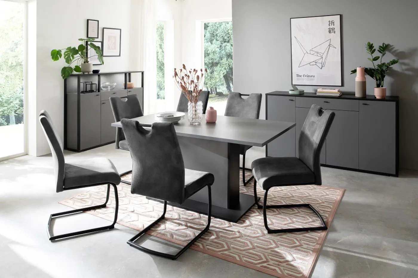 Esstisch Luxor | Royal Grey / anthrazit | 160 x 90