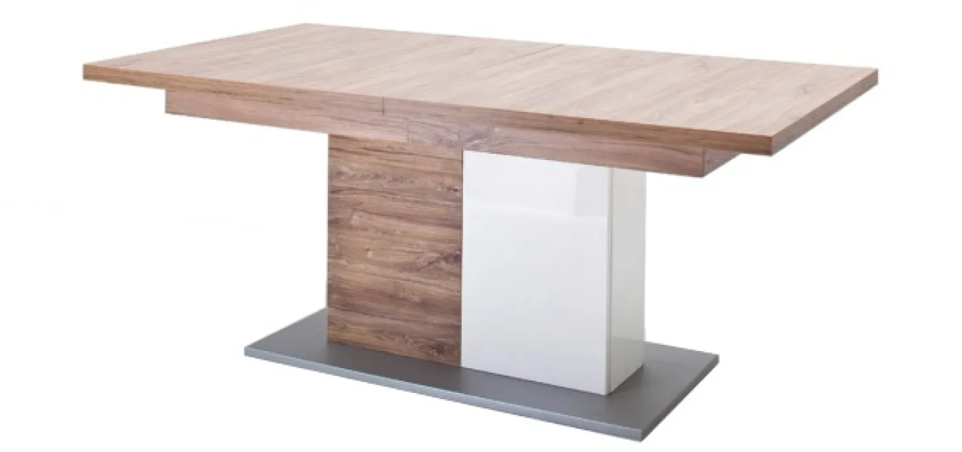Esstisch Luzern | ausziehbar | 180(230)x100 | weiß Hochglanz / Sterling Oak
