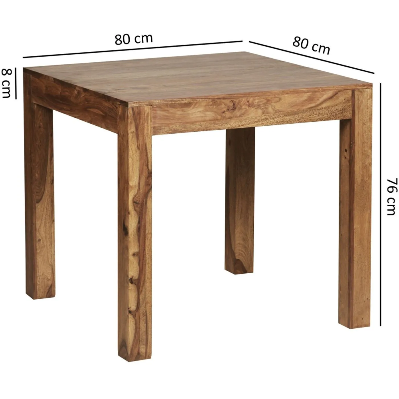 Esstisch Mibia 1 | Sheesham Holz massiv | dunkelbraun | 80x80 cm
