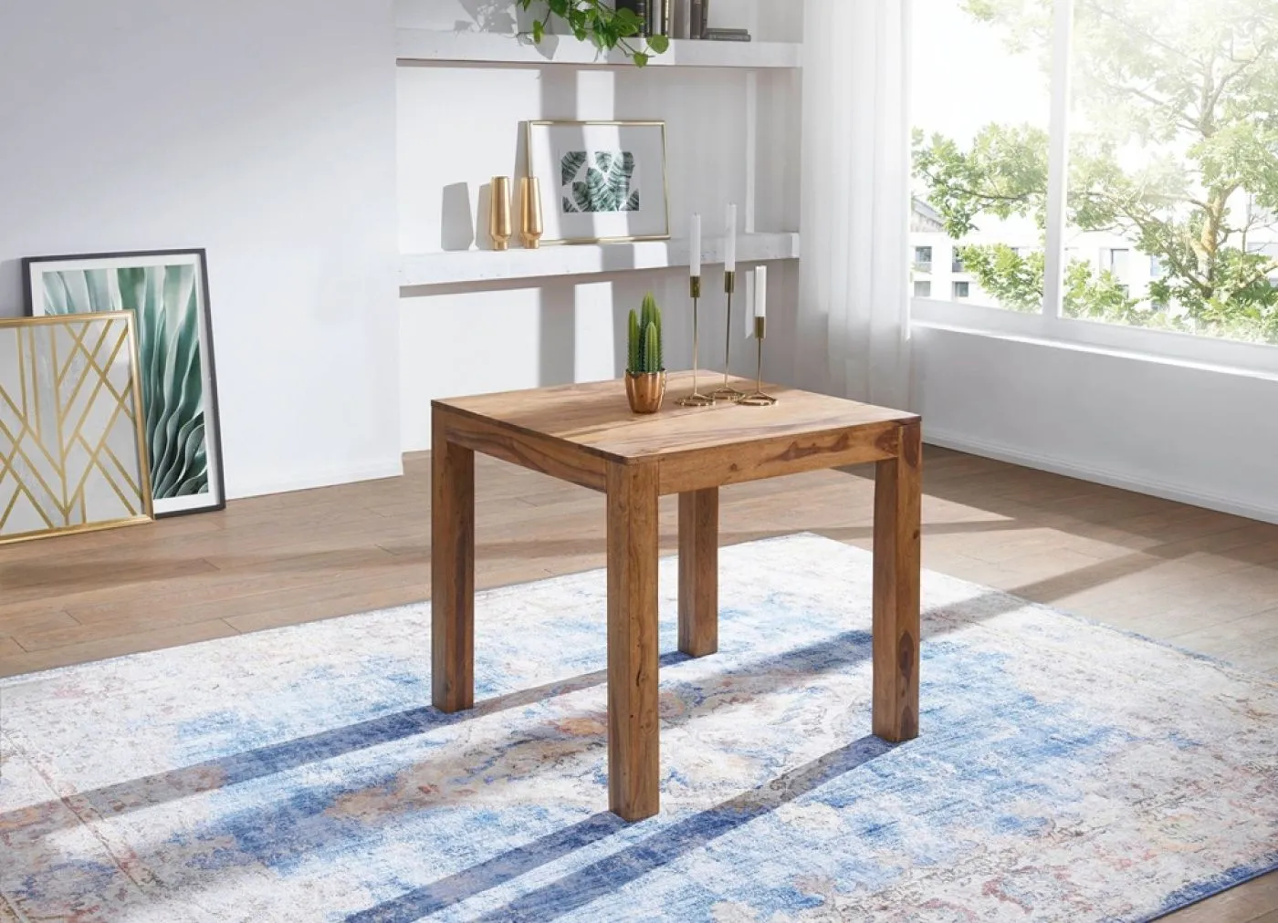 Esstisch Mibia 1 | Sheesham Holz massiv | dunkelbraun | 80x80 cm
