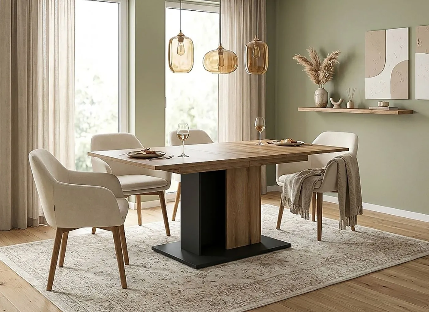 Esstisch Molina | 150(230)x90 | Evoke Oak / Basalt grau