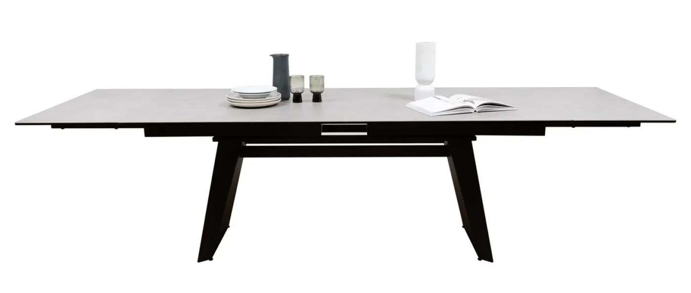 Esstisch Molinara | Edelstahl | hellgrau | ausziehbar | 200(290) x 100