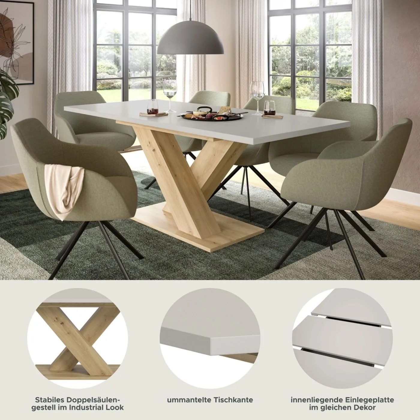 Esstisch Motion 1 | ausziehbar | Kaschmir / Artisan | 150(190)x90