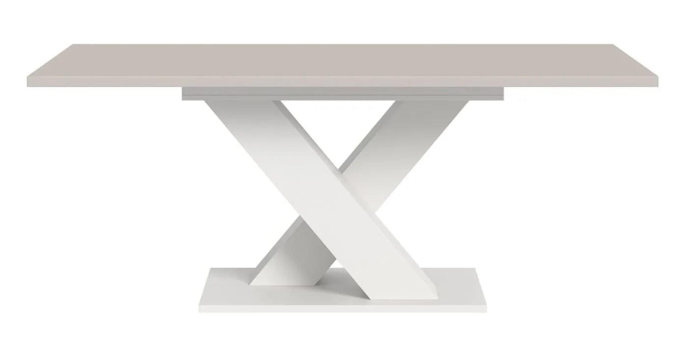 Esstisch Motion 1 | ausziehbar | X-Fuß | weiß / Kaschmir | 150(190)x90