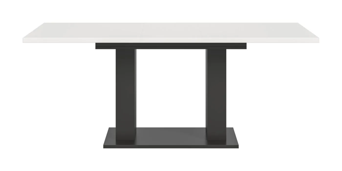 Esstisch Motion 1a | ausziehbar | Doppelsäulen-Fußgestell | weiß / grau | 150(190)x90