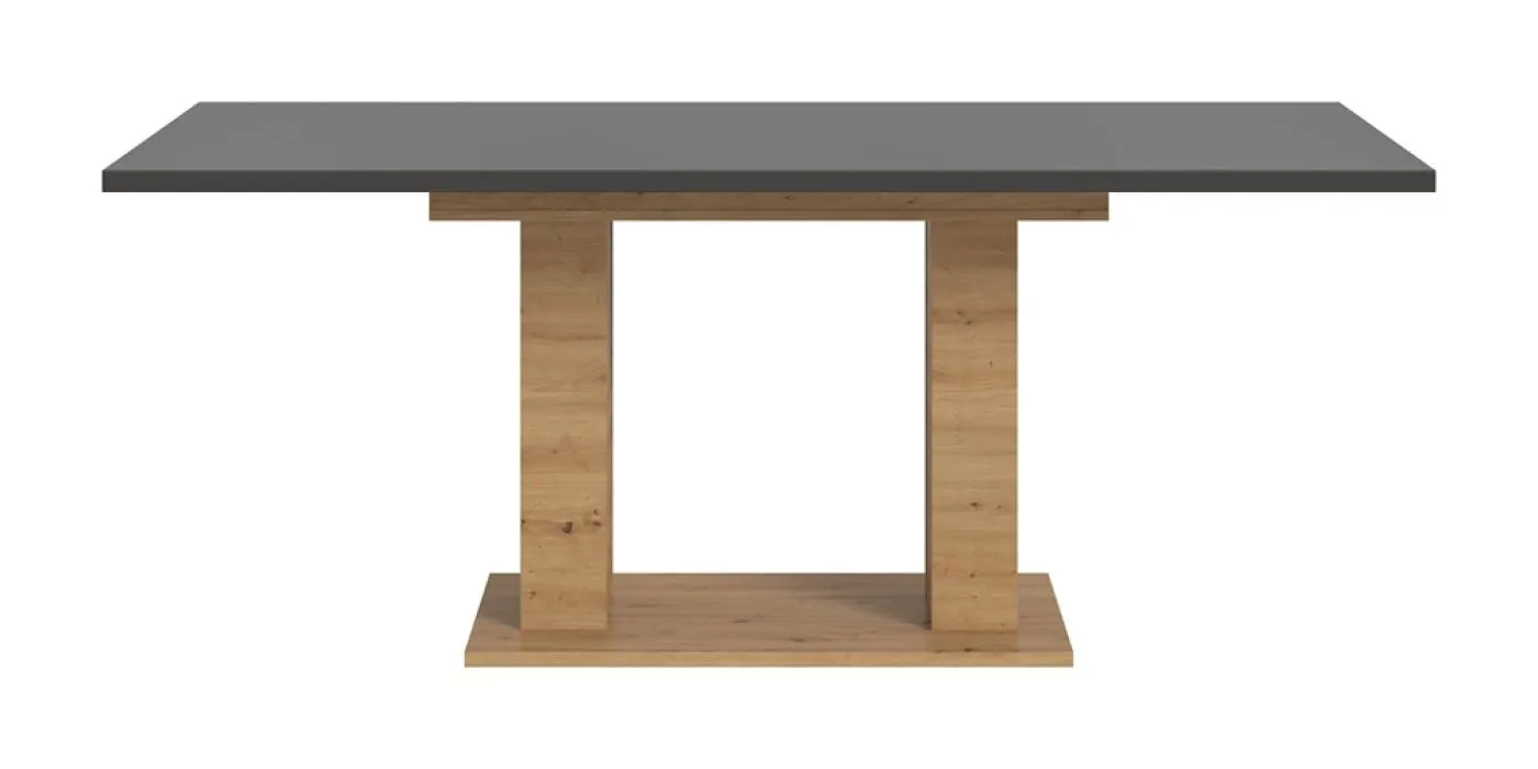 Esstisch Motion 2 | ausziehbar | Doppelsäulen-Fußgestell | Artisan Eiche / grau | 150(190)x90