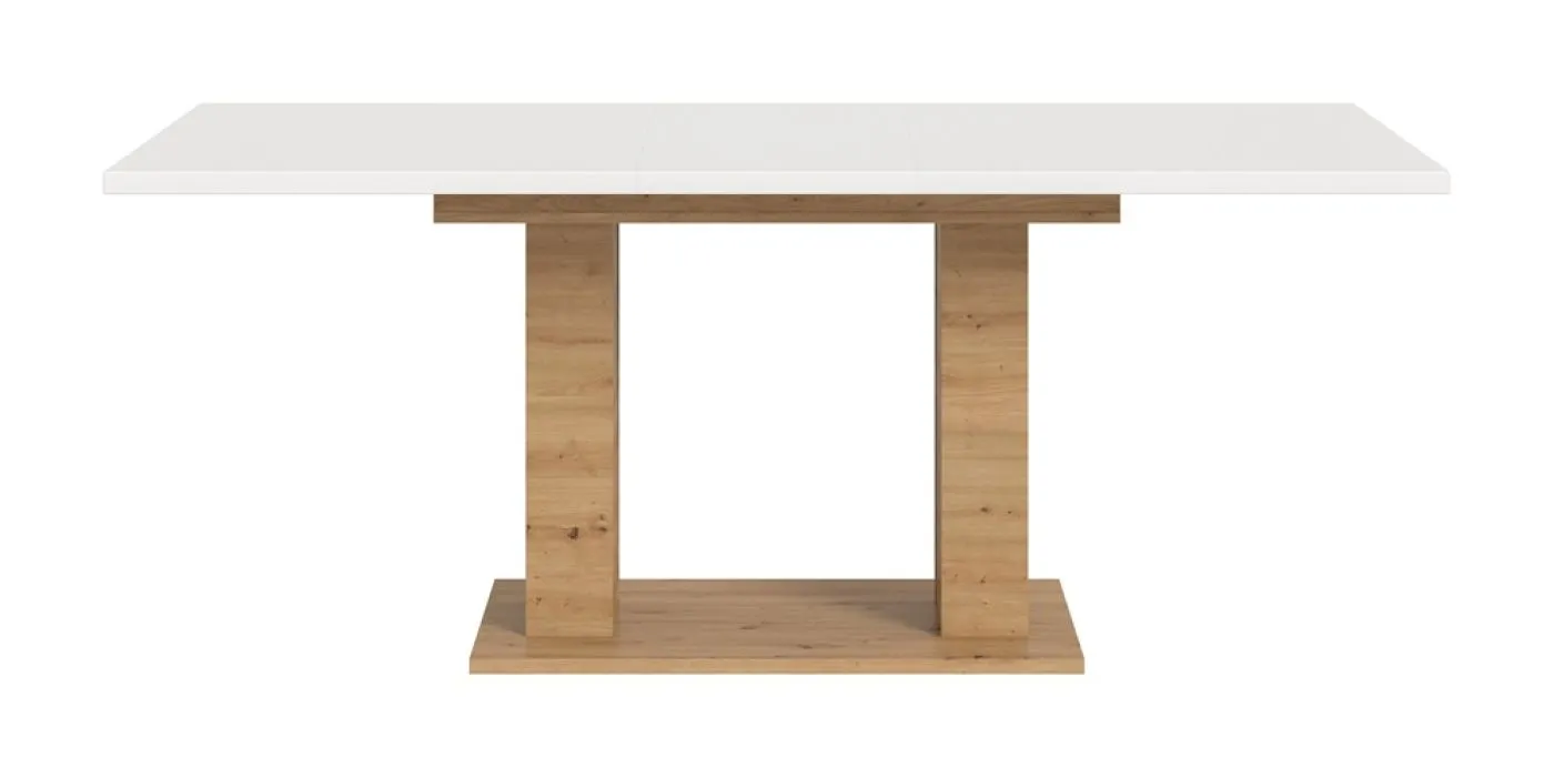 Esstisch Motion 2 | ausziehbar | Doppelsäulen-Fußgestell | Artisan Eiche / weiß | 150(190)x90