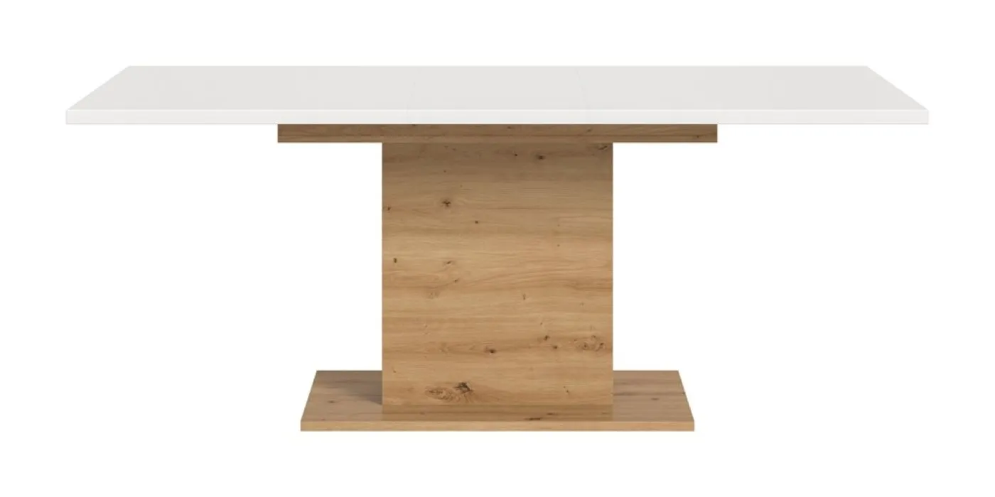Esstisch Motion 2 | ausziehbar | Säulen-Fußgestell | Artisan Eiche / weiß | 150(190)x90