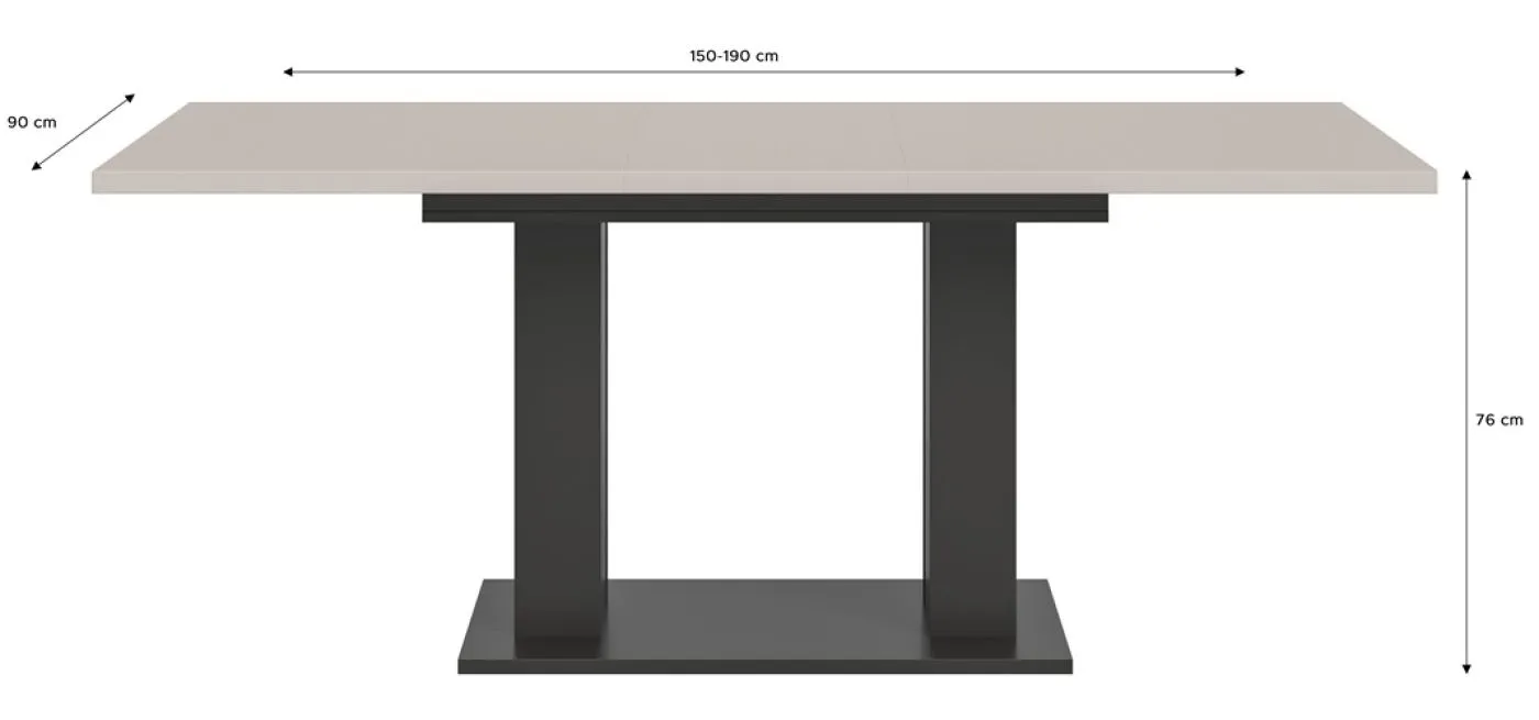 Esstisch Motion | ausziehbar | grau / Kaschmir | 150(190)x90