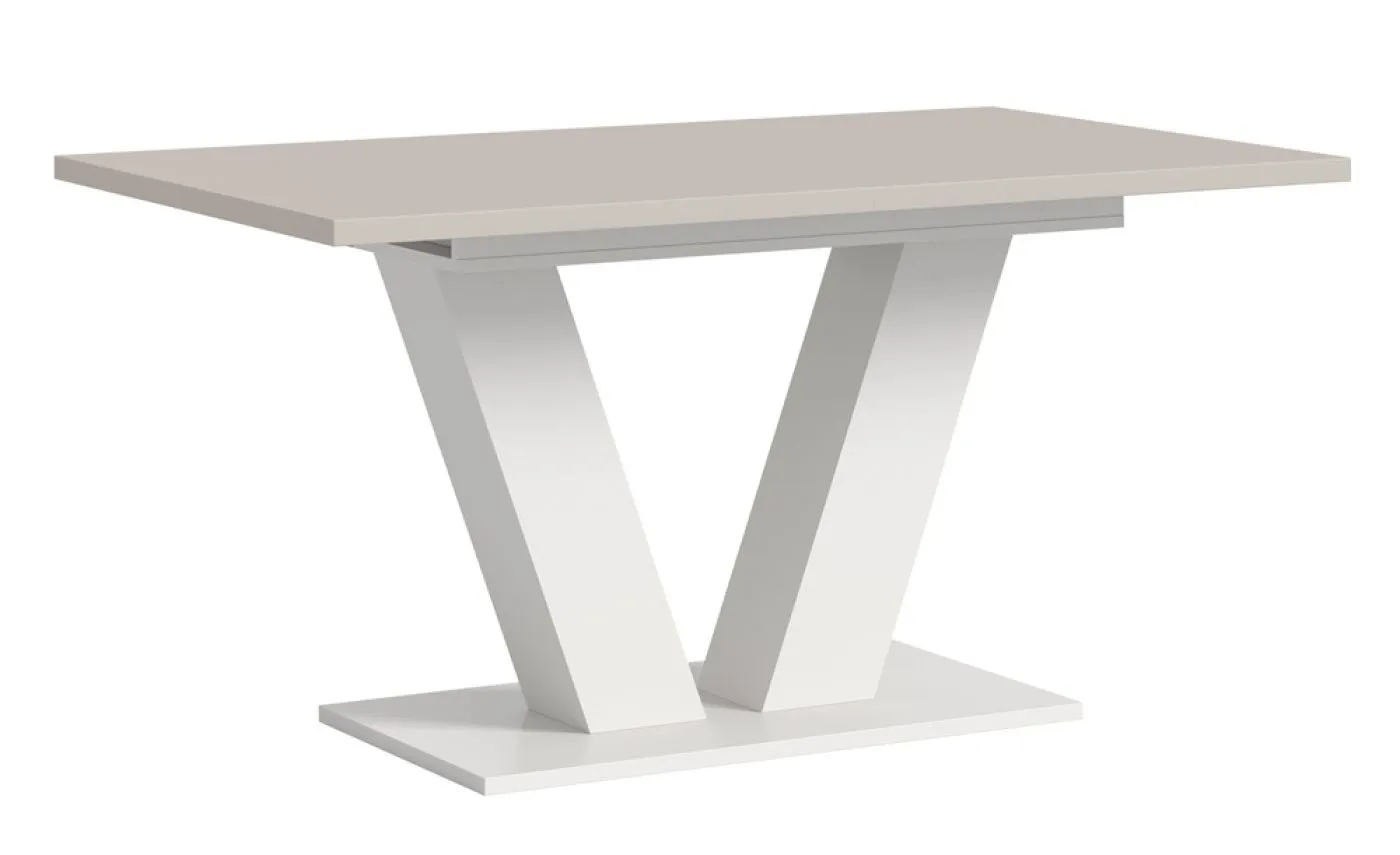 Esstisch Motion | ausziehbar | V-Fuß | weiß / Kaschmir | 150(190)x90