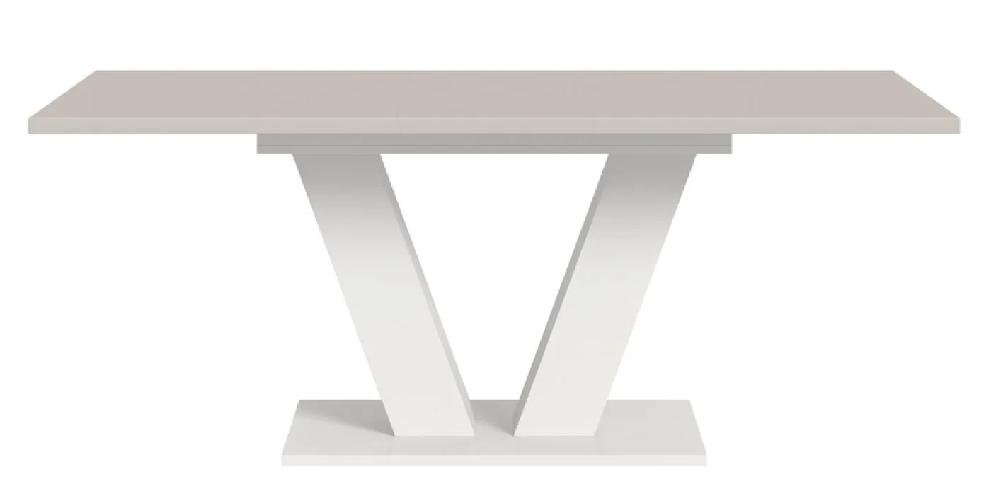 Esstisch Motion | ausziehbar | V-Fuß | weiß / Kaschmir | 150(190)x90