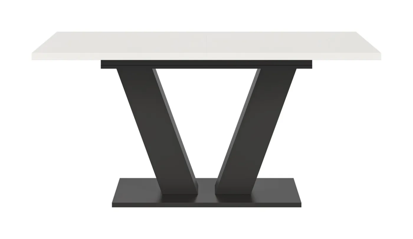 Esstisch Motion | ausziehbar | V-Fußgestell | weiß / grau | 150(190)x90