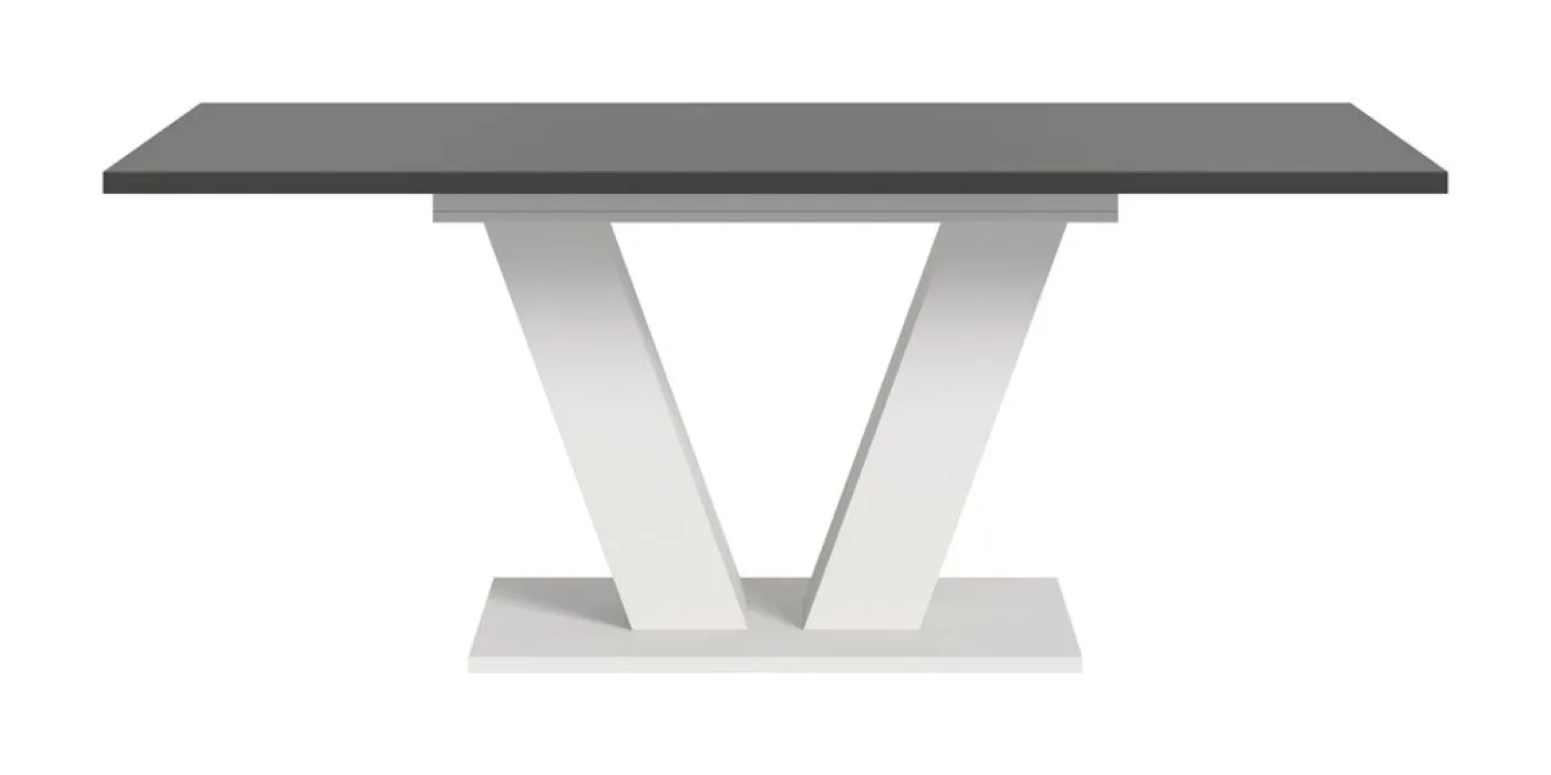 Esstisch Motion | ausziehbar | V-Fußgestell | weiß / grau | 150(190)x80