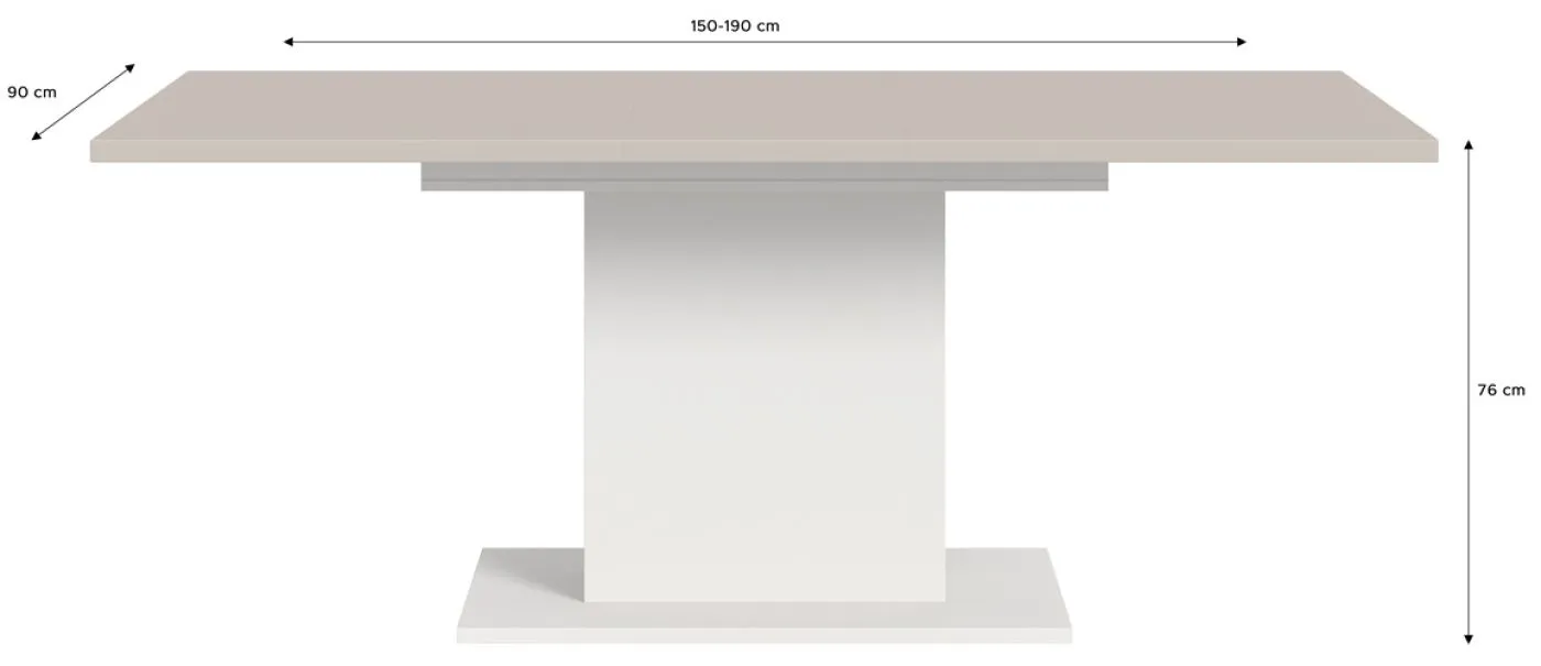 Esstisch Motion | ausziehbar | weiß / Kaschmir | 150(190)x90