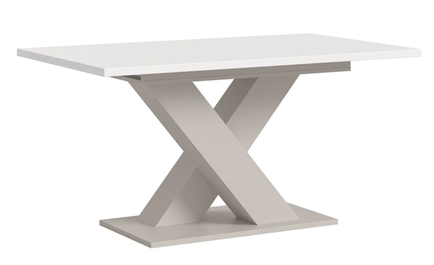 Esstisch Motion | ausziehbar | X-Fuß | weiß / Kaschmir | 150(190)x90