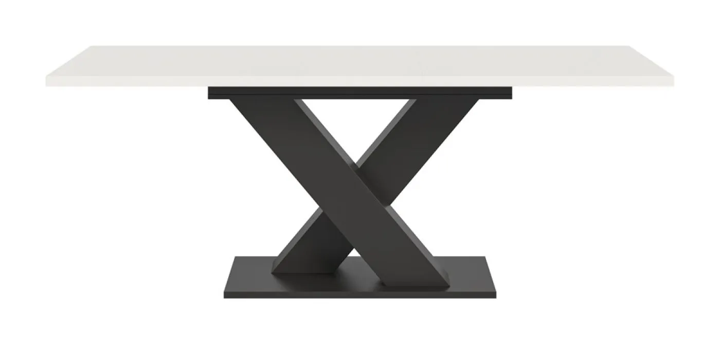 Esstisch Motion | ausziehbar | X-Fußgestell | weiß / grau | 150(190)x90