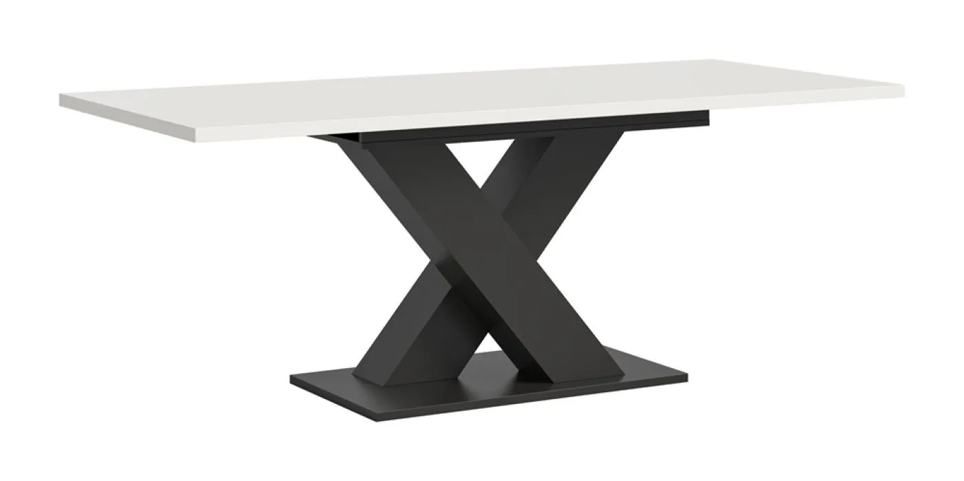 Esstisch Motion | ausziehbar | X-Fußgestell | weiß / grau | 150(190)x90
