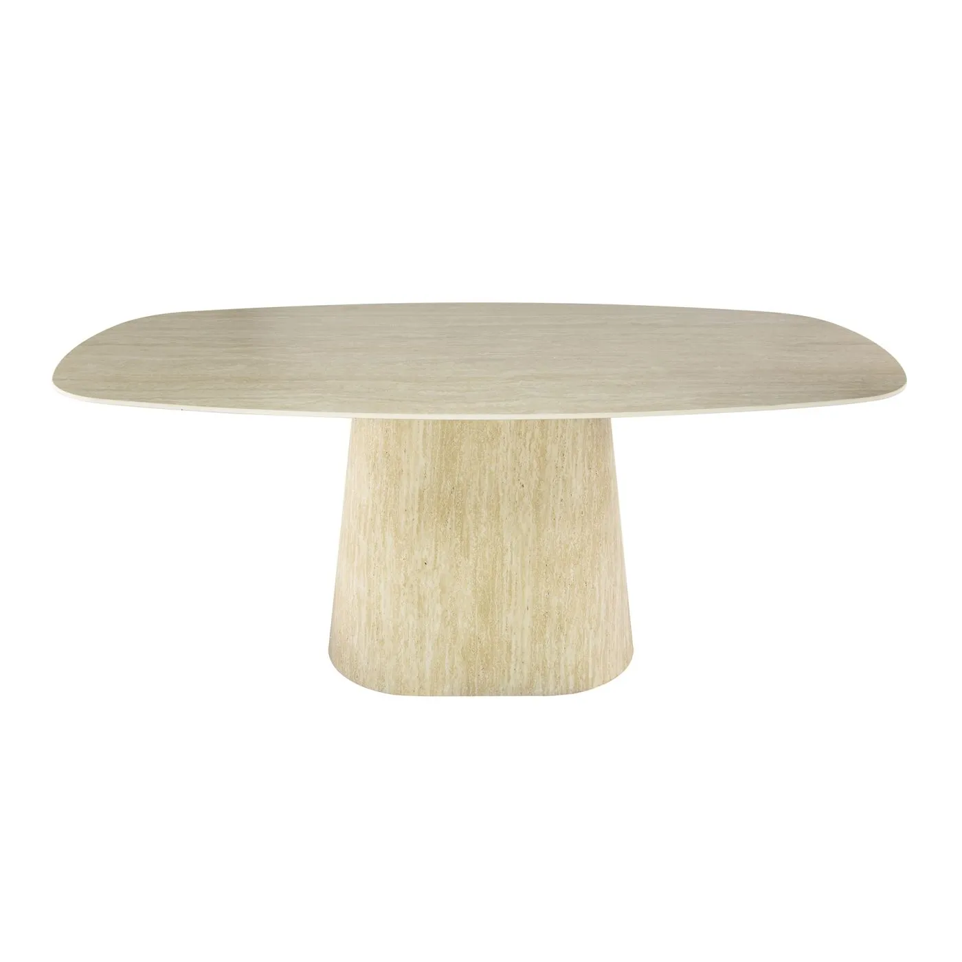 Esstisch Noda | oval | 180 cm | 3D Keramik | Travertin