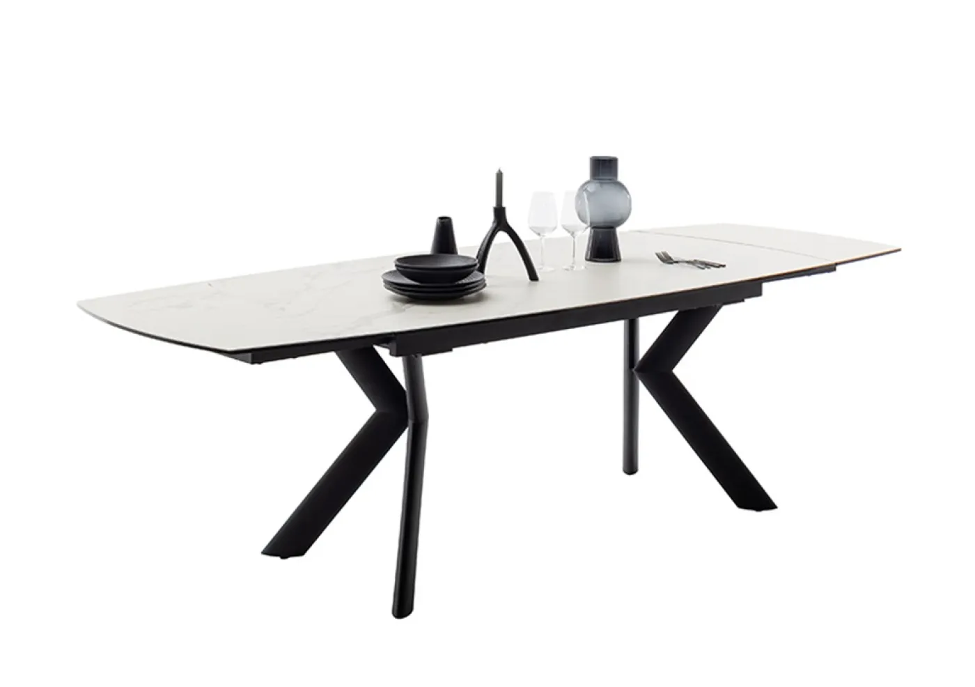 Esstisch Ossana | Creme / schwarz | ausziehbar | 180(260) x 100