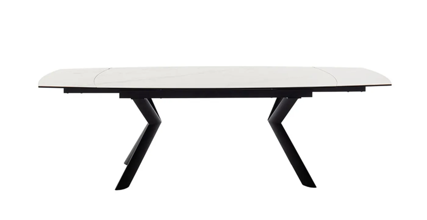 Esstisch Ossana | Creme / schwarz | ausziehbar | 180(260) x 100