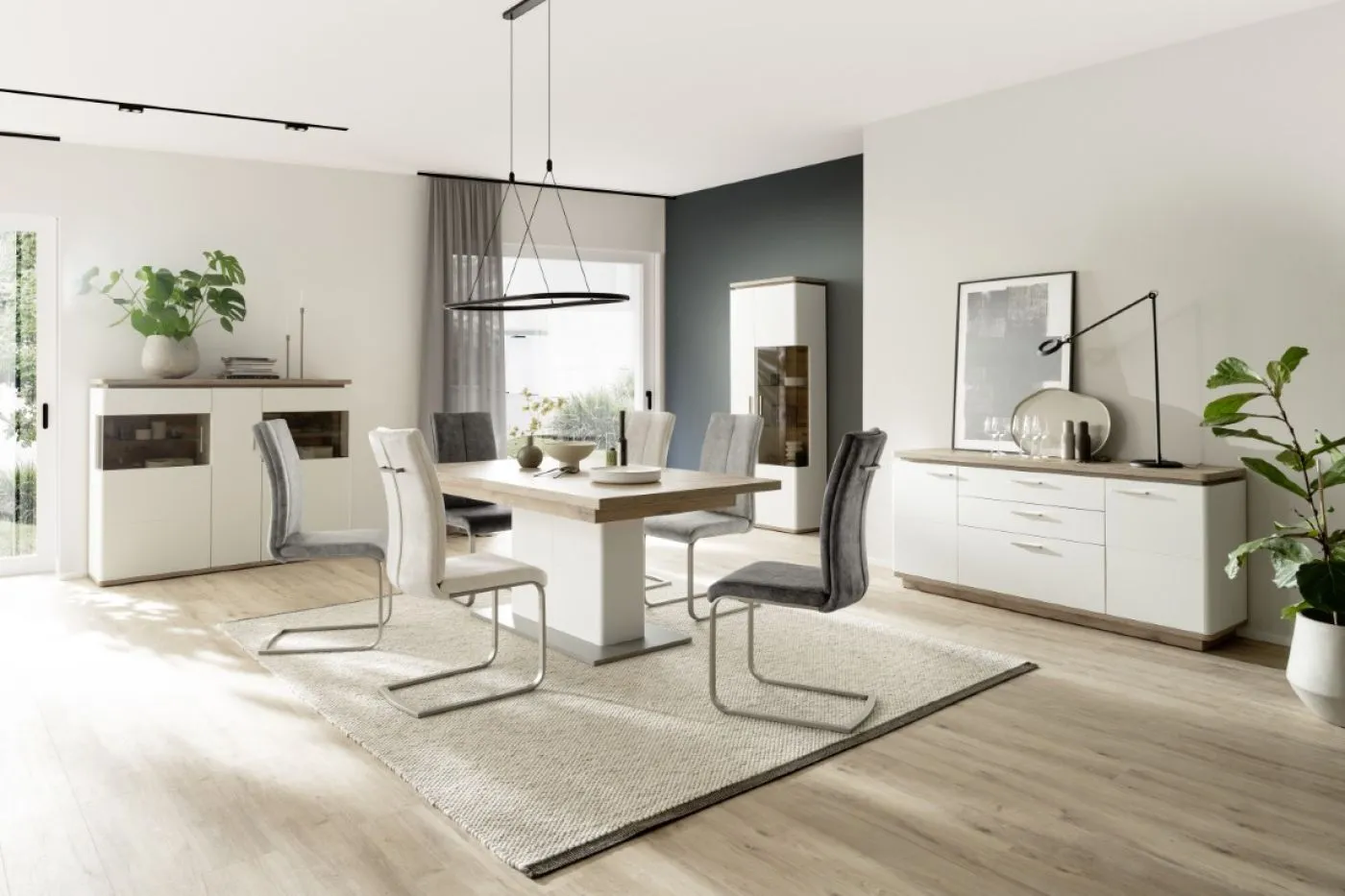 Esstisch Palermo | 180(280)x100 | ausziebar | Soft white / Viking Oak