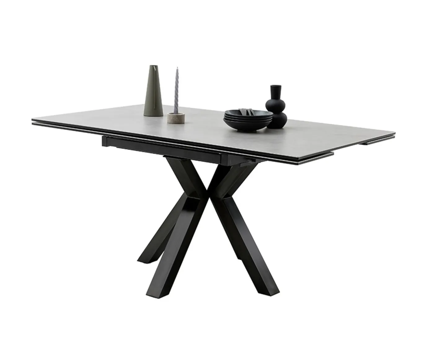 Esstisch Pallini | hellgrau / schwarz | ausziehbar | 90(150) x 90