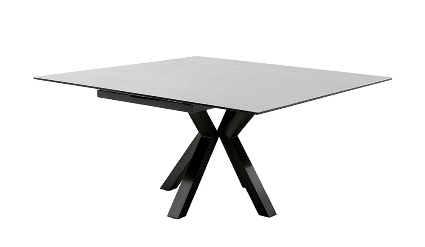 Esstisch Pallini | hellgrau / schwarz | ausziehbar | 90(150) x 90