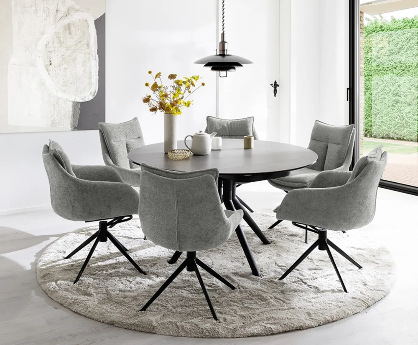 Esstisch Rubikon | anthrazit | rund | ausziehbar | Ø 90(135) cm