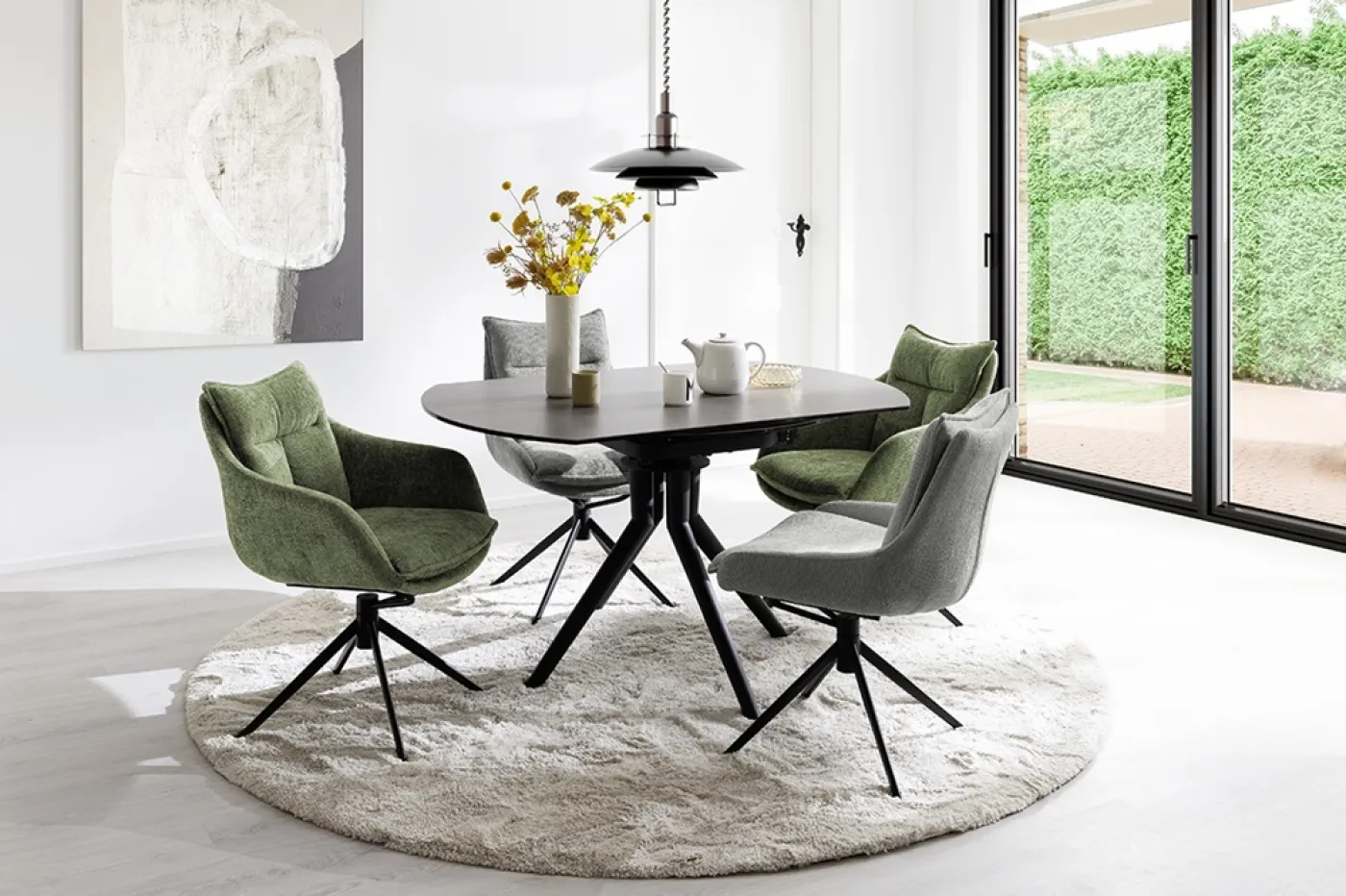 Esstisch Rubikon | anthrazit | rund | ausziehbar | Ø 90(135) cm