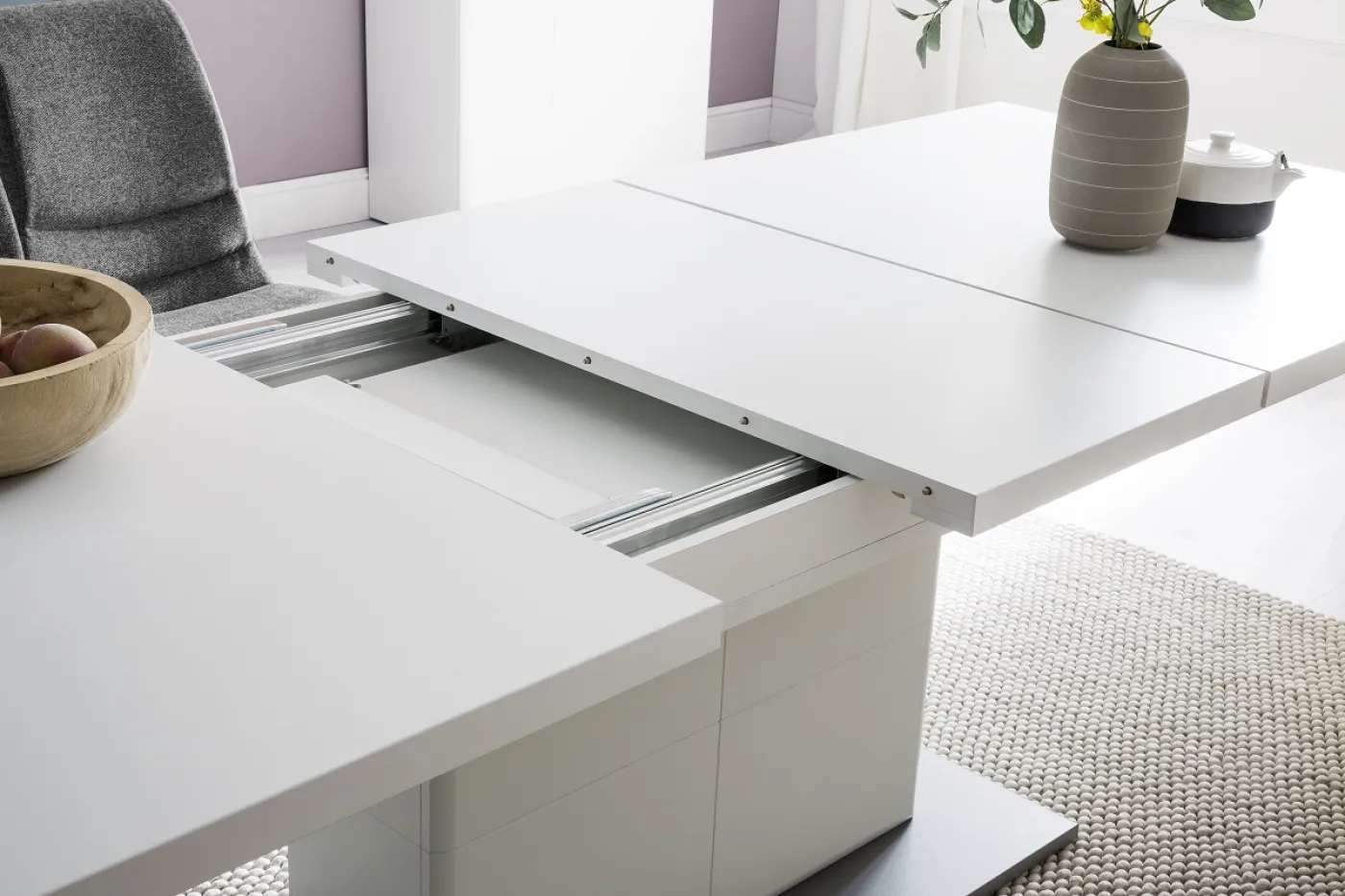 Esstisch Säulentisch Amora | ausziehbar | 180(280)x100 | weiß matt