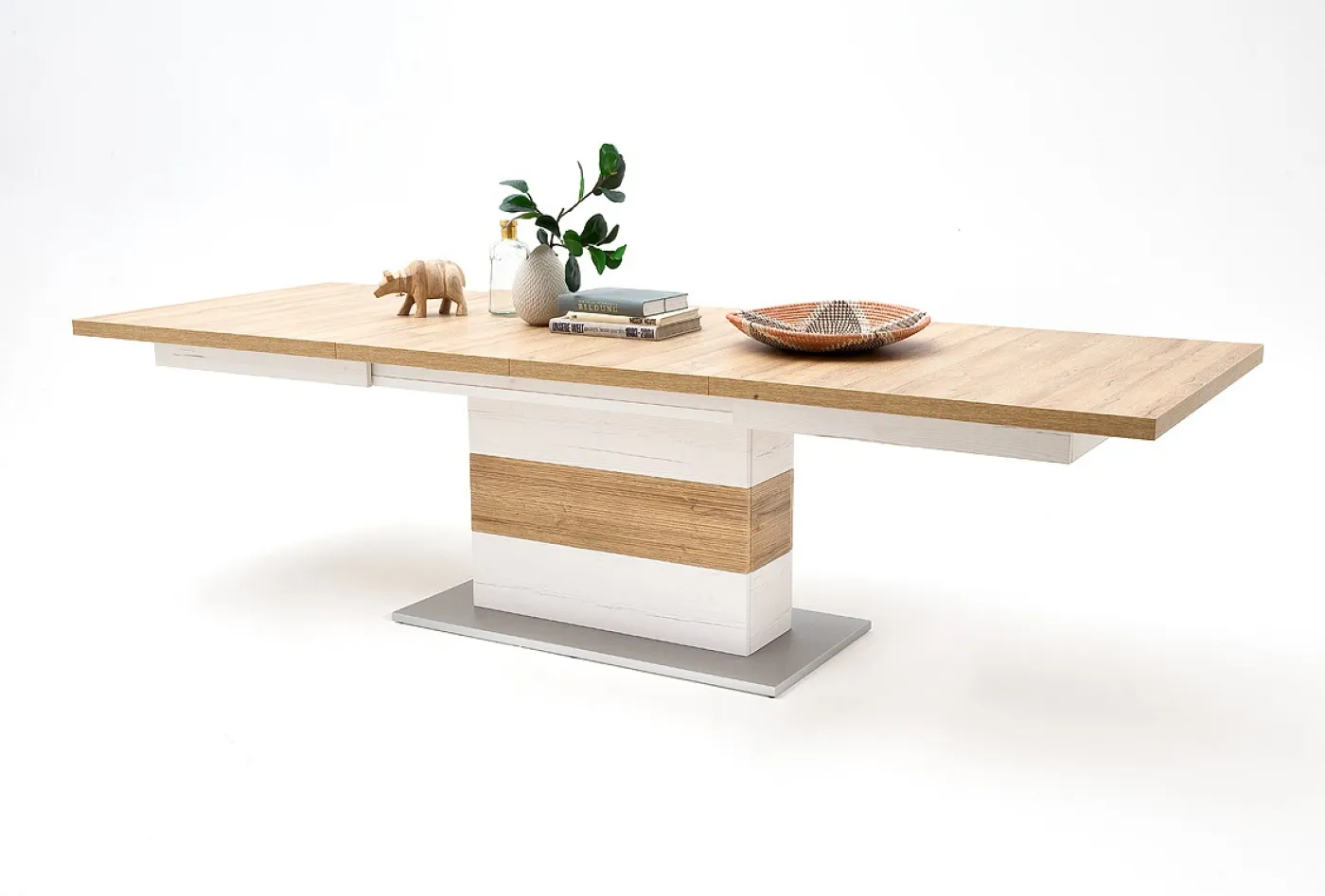 Esstisch Säulentisch Brixen | ausziehbar | Pinie Aurelio / Grandson Oak | 180(280) x 100