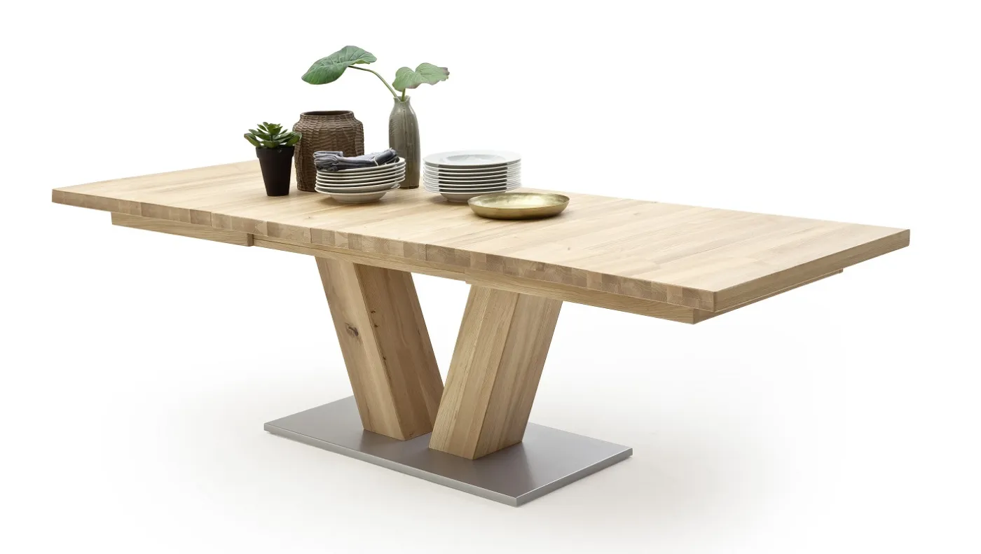 Esstisch Säulentisch Managua ausziehbar | Eiche Bianco massiv | 140/180 | verschiedene Größen