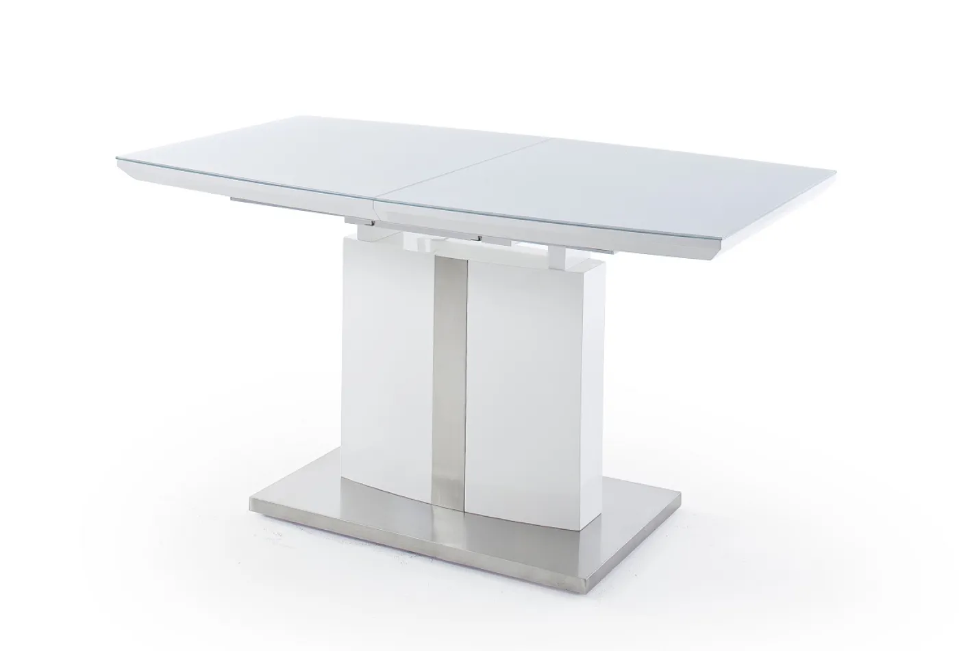 Esstisch Säulentisch Najuma | Bootsform | weiß Hochglanz | ausziehbar | 140(180) x 76