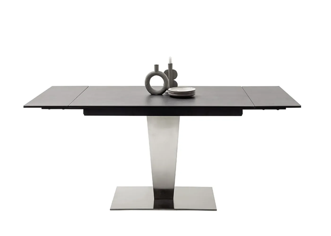 Esstisch Säulentisch Pesaro | anthrazit / Edelstahl | ausziehbar | 120(180) x 80