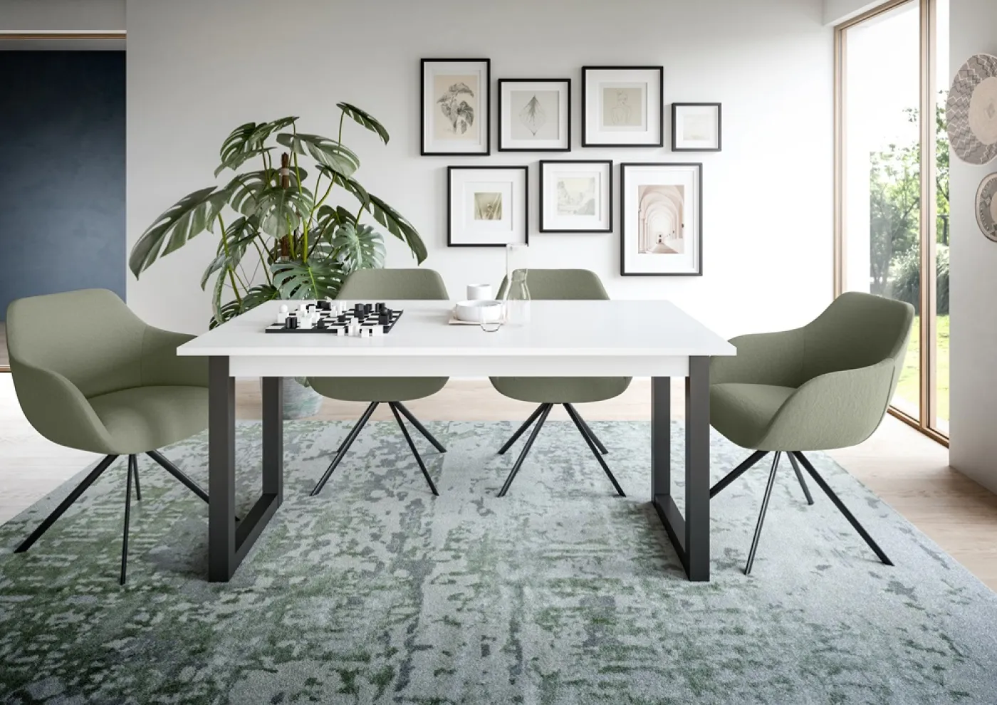 Esstisch Seattle | ausziehbar | weiß / grau | 150(190)x80