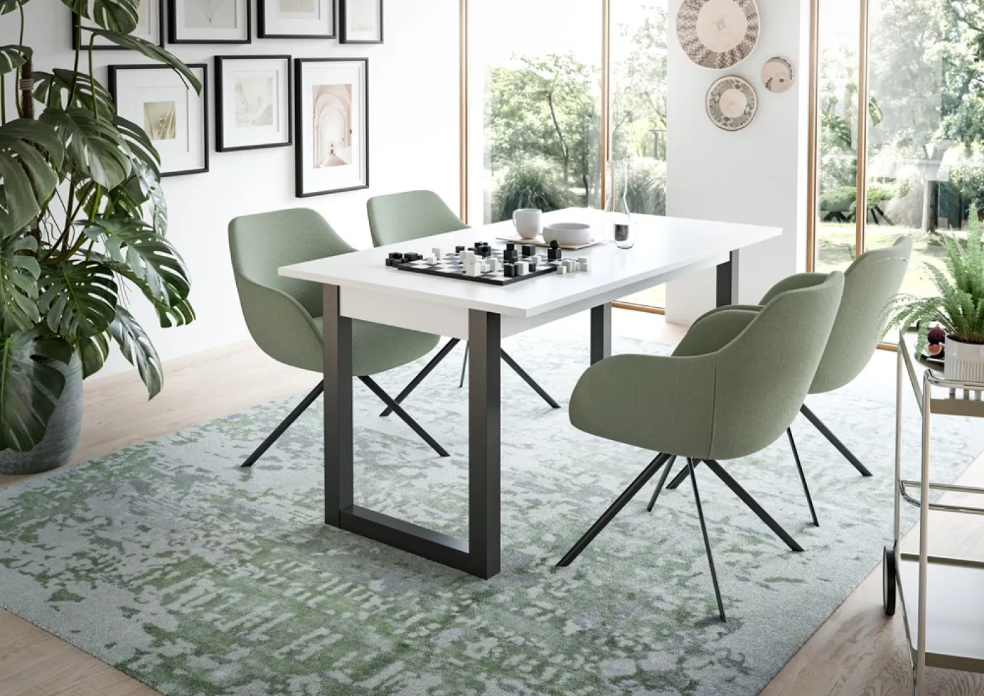 Esstisch Seattle | ausziehbar | weiß / grau | 150(190)x80