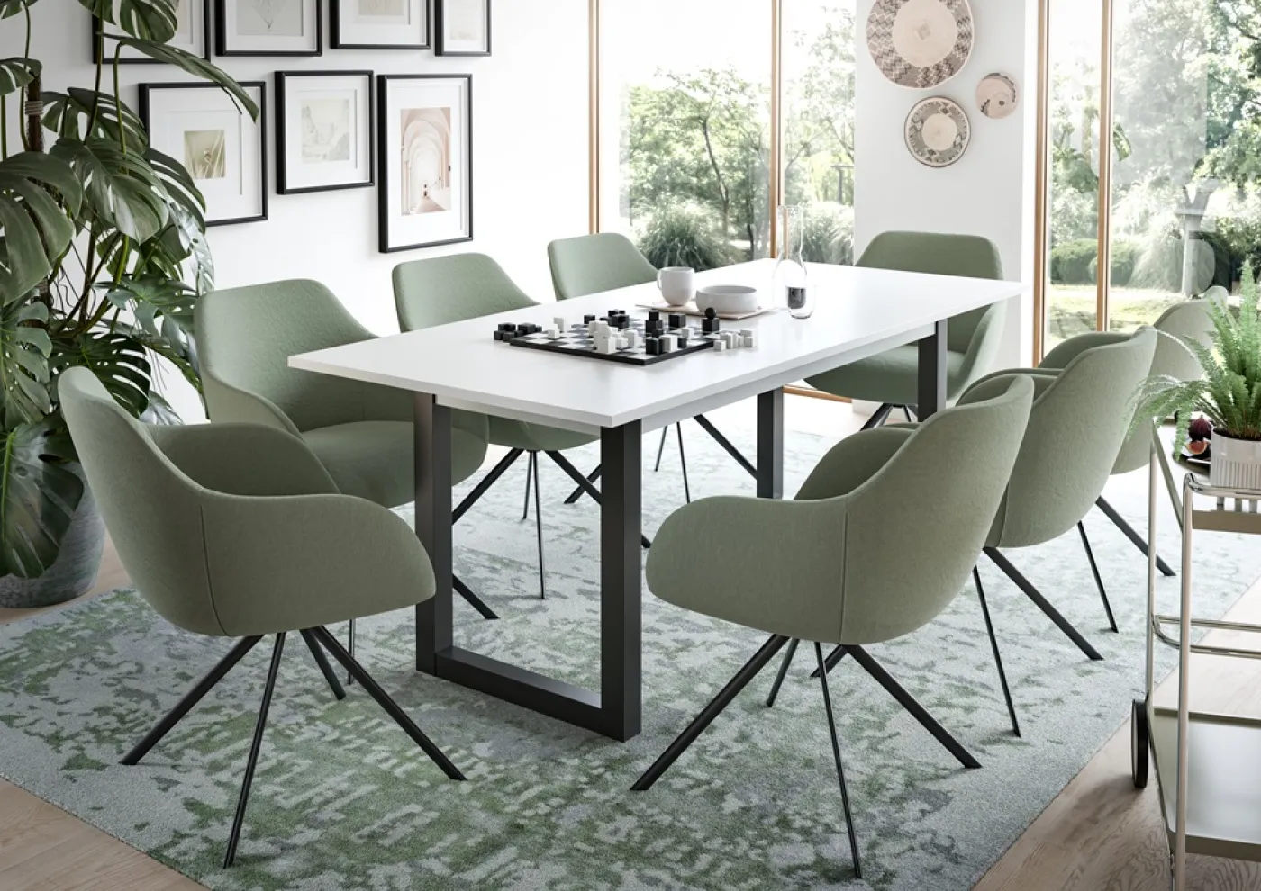 Esstisch Seattle | ausziehbar | weiß / grau | 150(190)x80