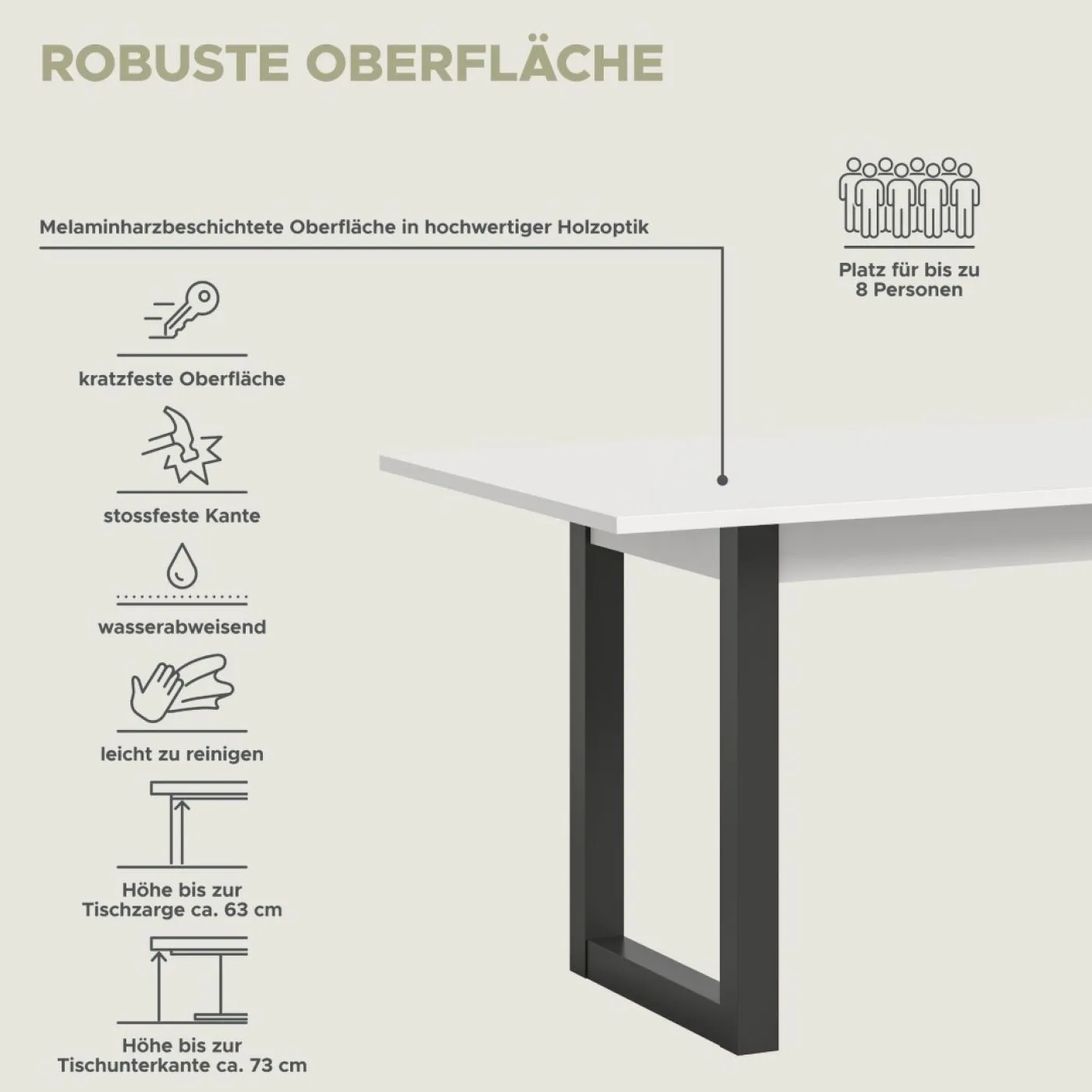 Esstisch Seattle | ausziehbar | weiß / grau | 150(190)x80