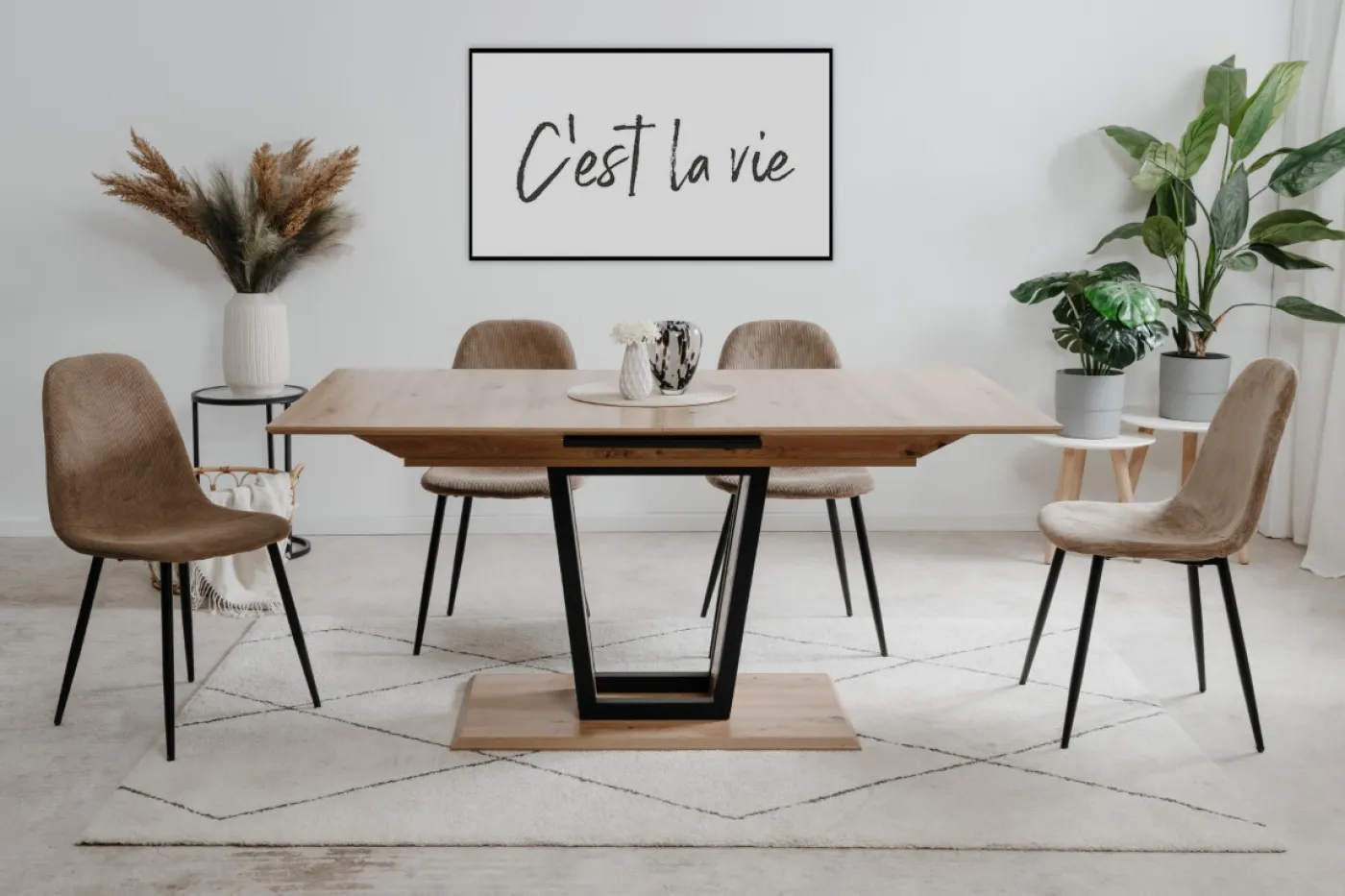 Esstisch Soria | Ausziehtisch | 160(200)x90 | Artisan Oak / schwarz